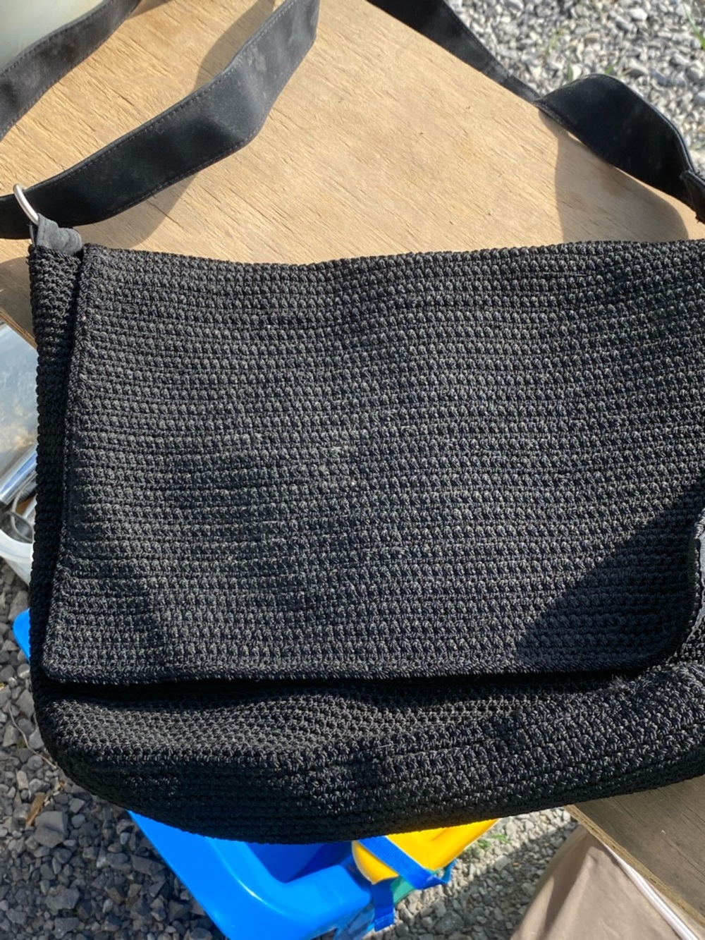 The Sak Black Crochet Crossbody Satchel